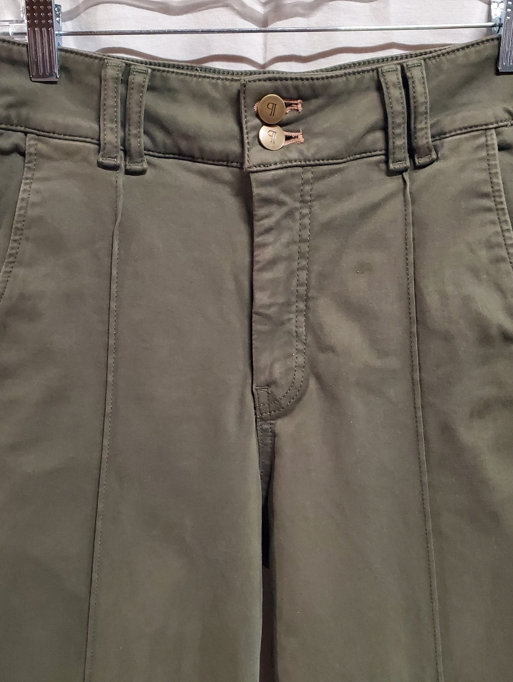 Anthropologie Pilcro olive green high rise wide leg cuffed crop pants 29 - Picture 5 of 13